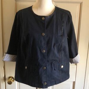 Women’s 1X CJ Banks Navy Blue Blazer Stripe